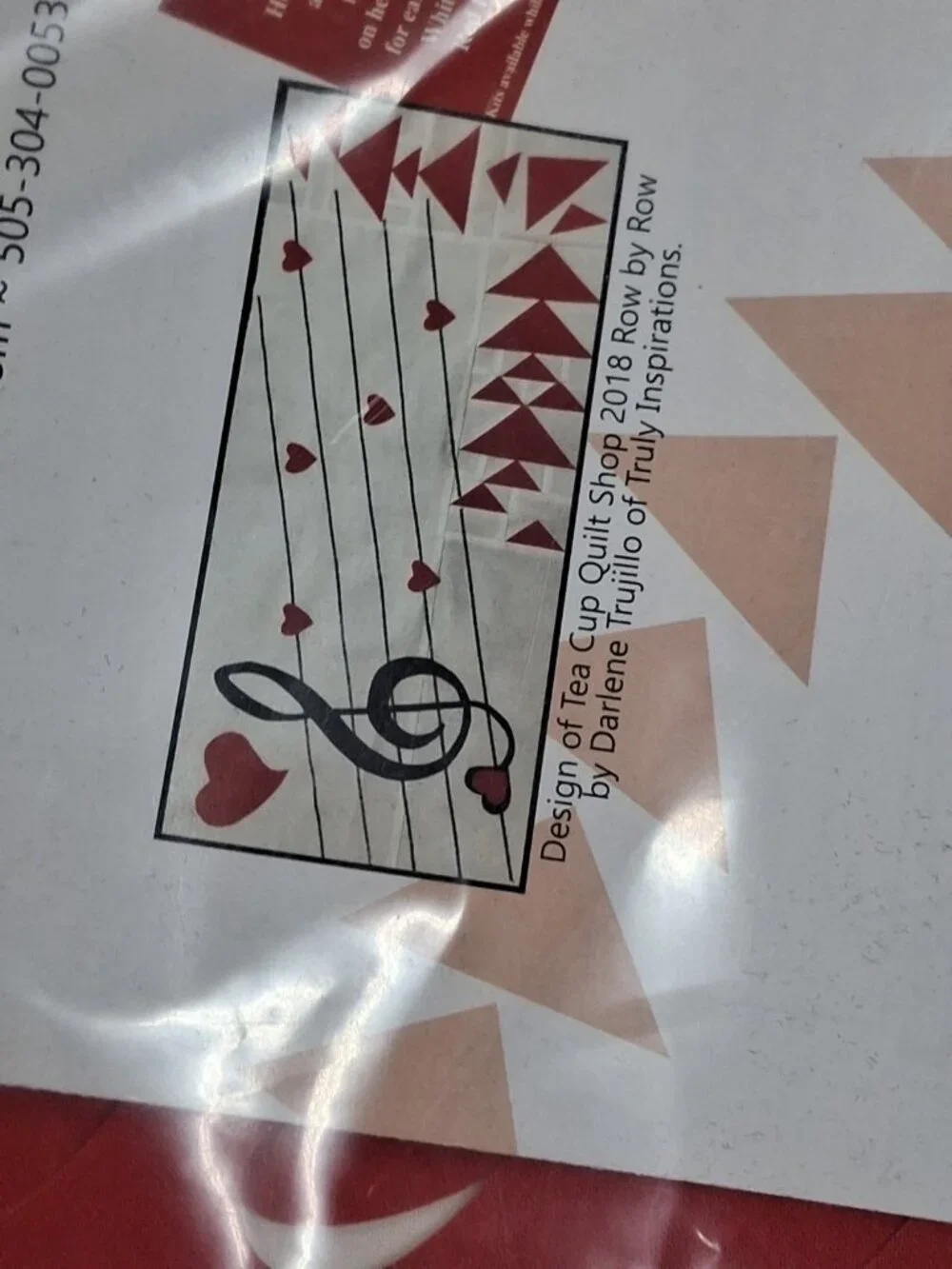 Sew Musical Row by Row Kit - Table Runner Treble Clef Hearts Appliques, Precut